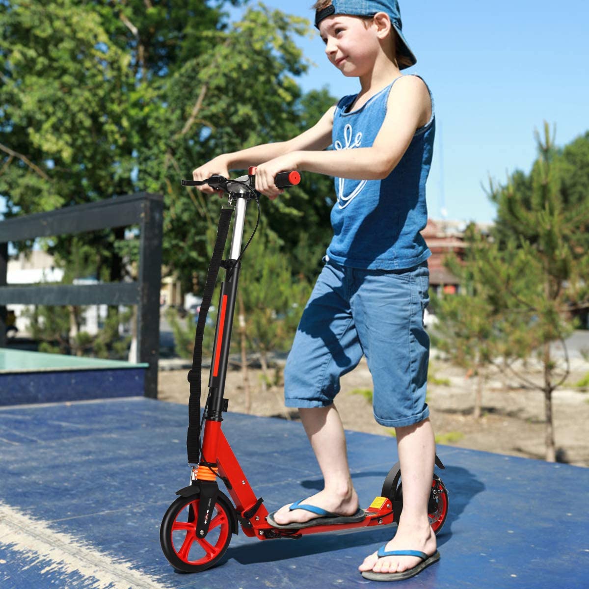 Costway Trottinette Pliable Avec Frein À 2 Roues Pour Enfant Plus De 8 Ans Hauteur Réglable En 3 Positions Fait