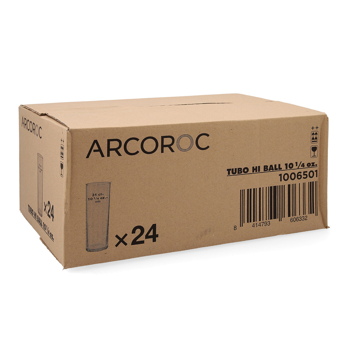 Set De Verres Arcoroc   Tube Transparent Verre 300 Ml (24 Unités)