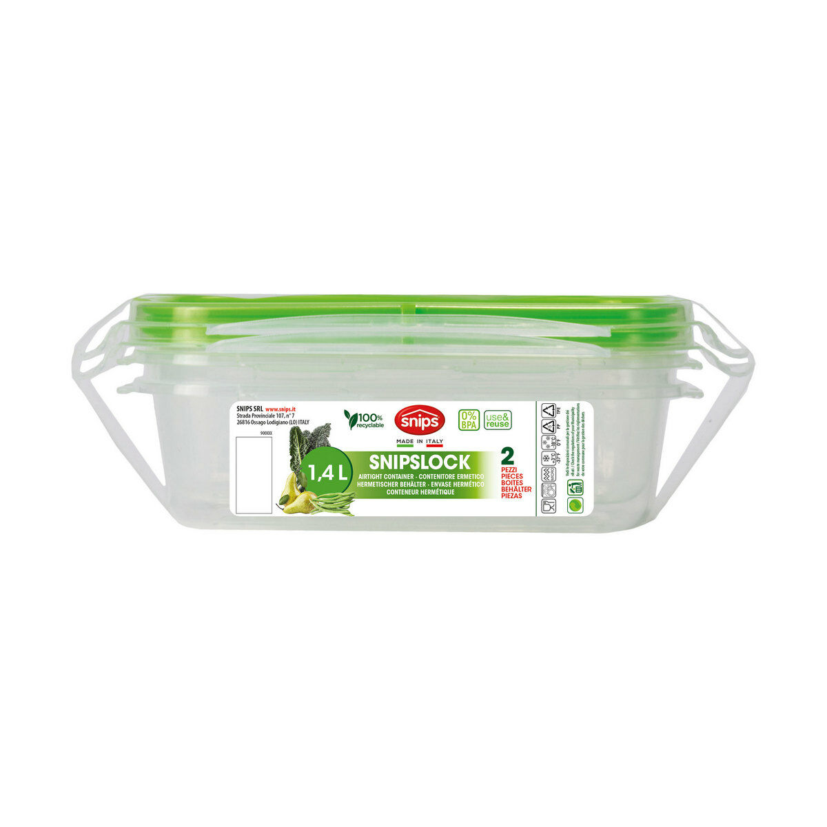 Boîte À Lunch Snips 1,4 L Fermeture Hermétique (2 Unités)