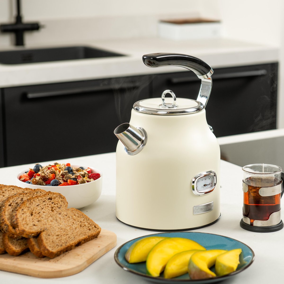 Westinghouse - Retro - Bouilloire 1,7 L + Machine À Café - Cafetière Filtre - Blanc