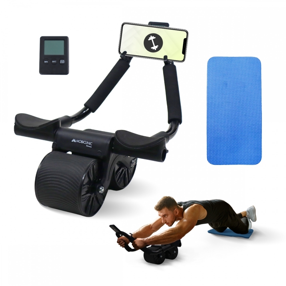 Mobiclinic Rouleau Abdominal Mobiclinic Coudière Minuteur Tapis D'entraînement Retour Automatique Noir Ra-01