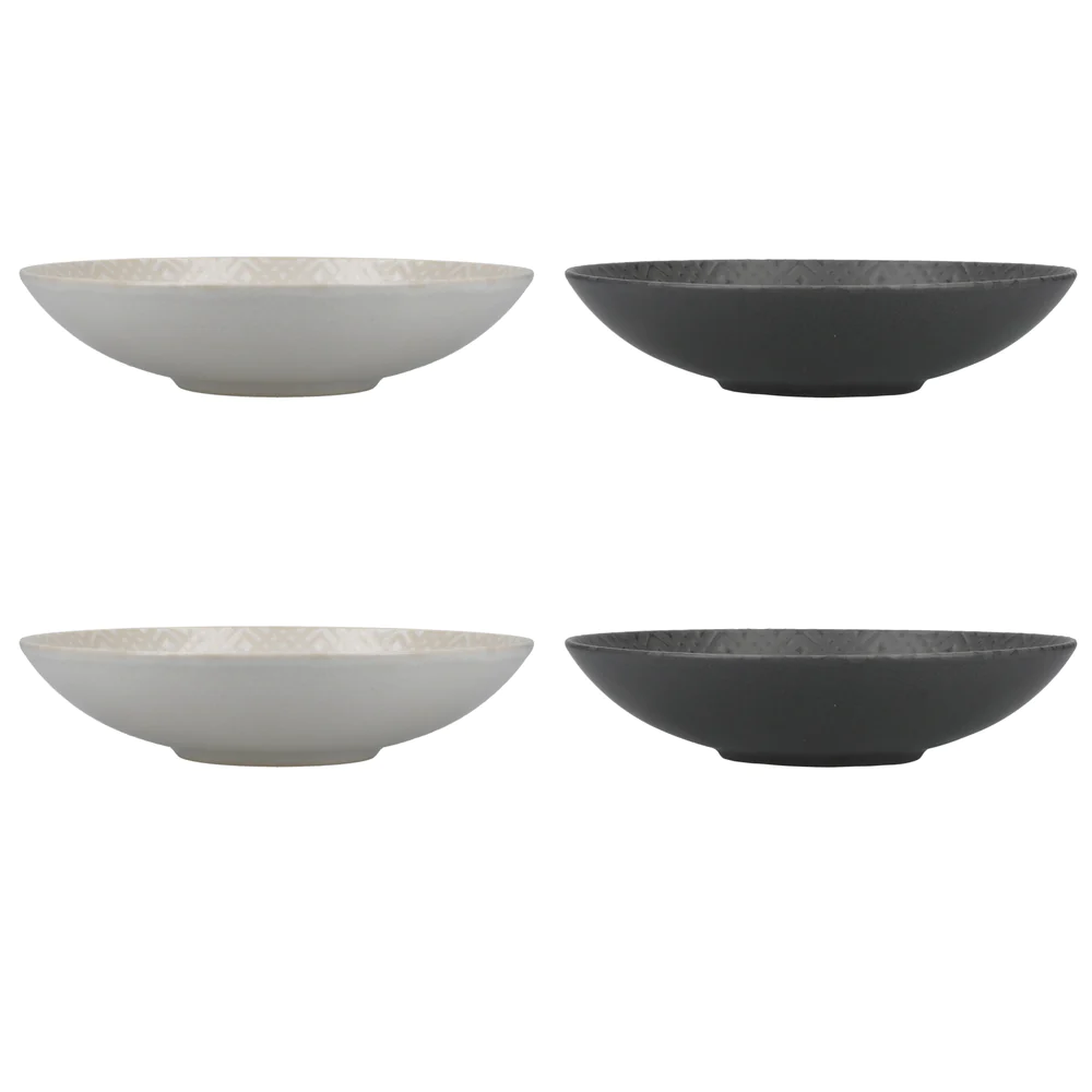 Kitchencraft - Assiettes Creuses En Grès Émaillé, Livrés Dans Un Coffret Cadeau, 22 Cm, Lot De 4, Motif Texturé