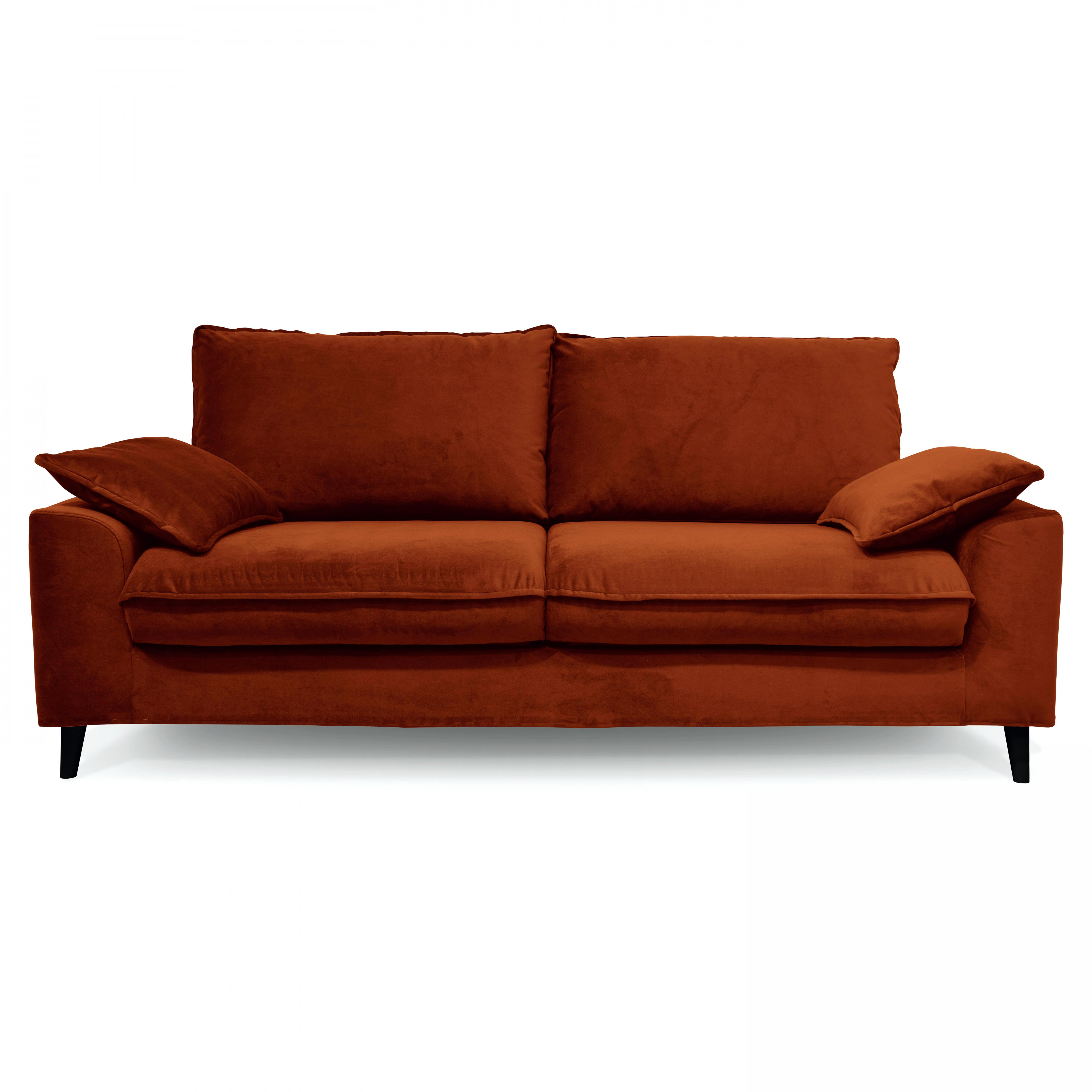 Canapé 3 Places AMPM En Velours Marron - Moderne - 200 Cm - Occasion (2023)