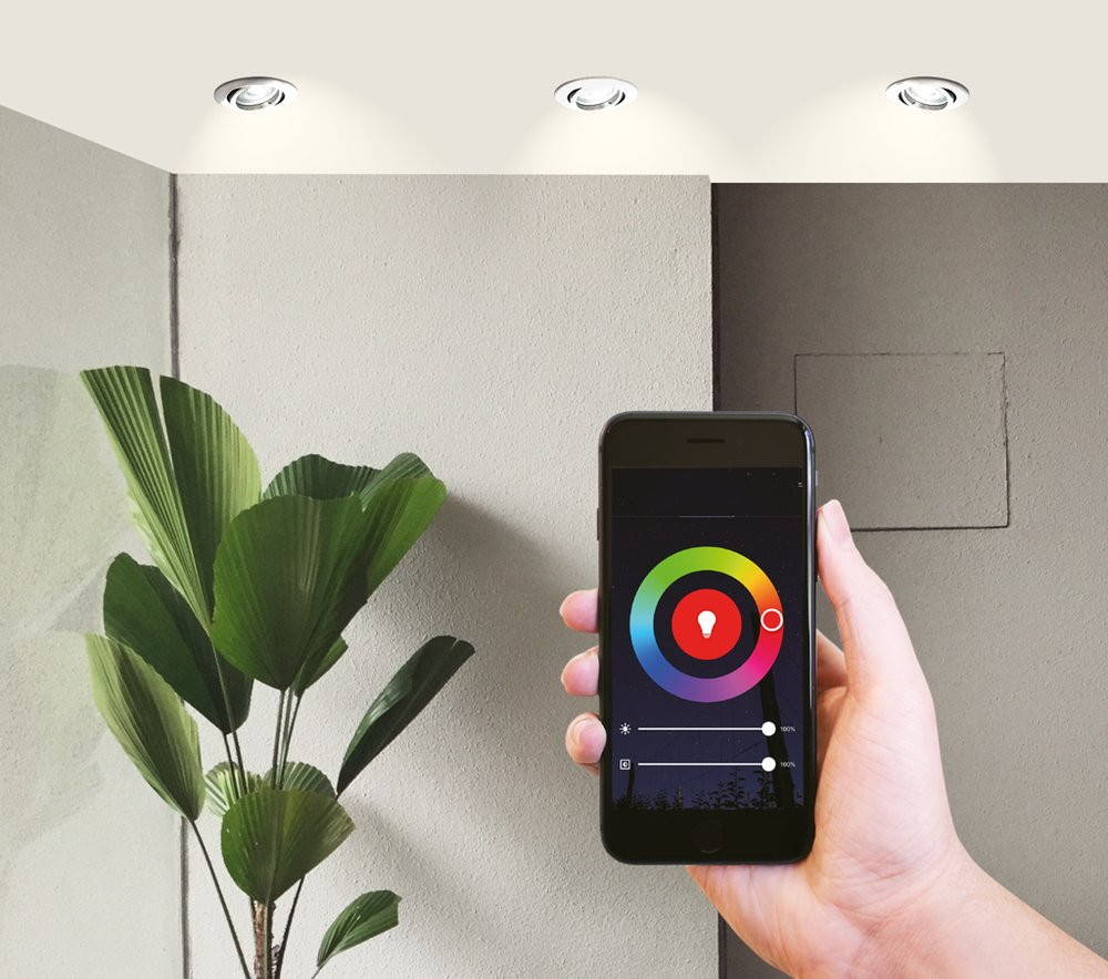 Spot Encastrable Smart Connect Acier Orientable Bbc Gu10 5w Rgb + Blanc Dynamique ...