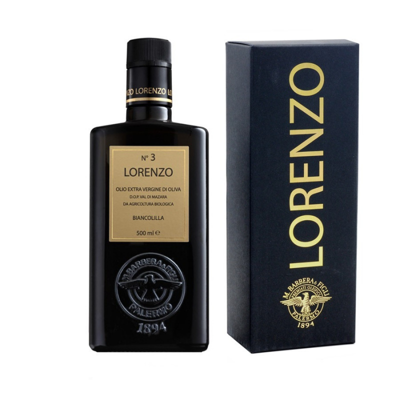 Boîte Cadeau Huile D'olive Extra Vierge Biologique Lorenzo N°3, Aop Val Di Mazara 500 Ml MANFREDI BARBERA