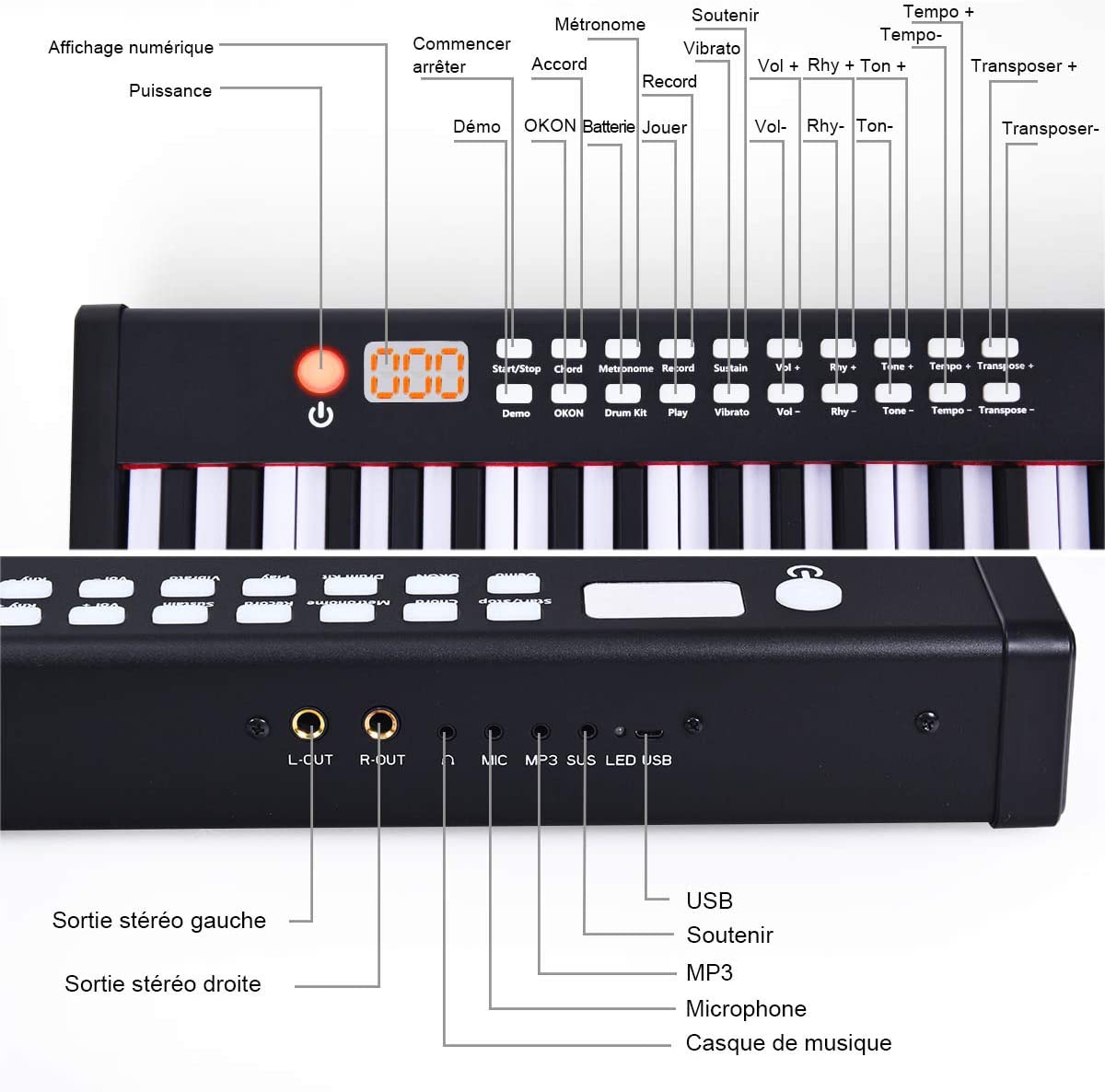 Costway Clavier De Piano Numérique À 88 Touches Pour Enfants Avec Fonction Midi