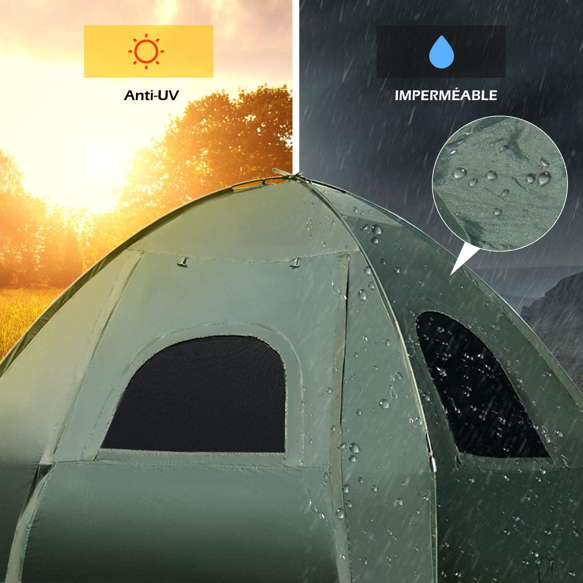 Costway Tente De Camping Surélevée 1 Personnes Imperméable Avec Matelas Pneumatique, Oreiller Et Sac