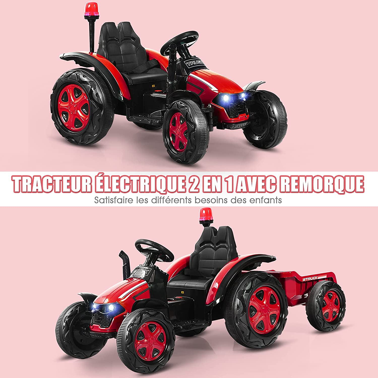 Tracteur Electrique Avec Télécommande 2.4g,12v 7ah, Vitesse : 3-8 Km/h