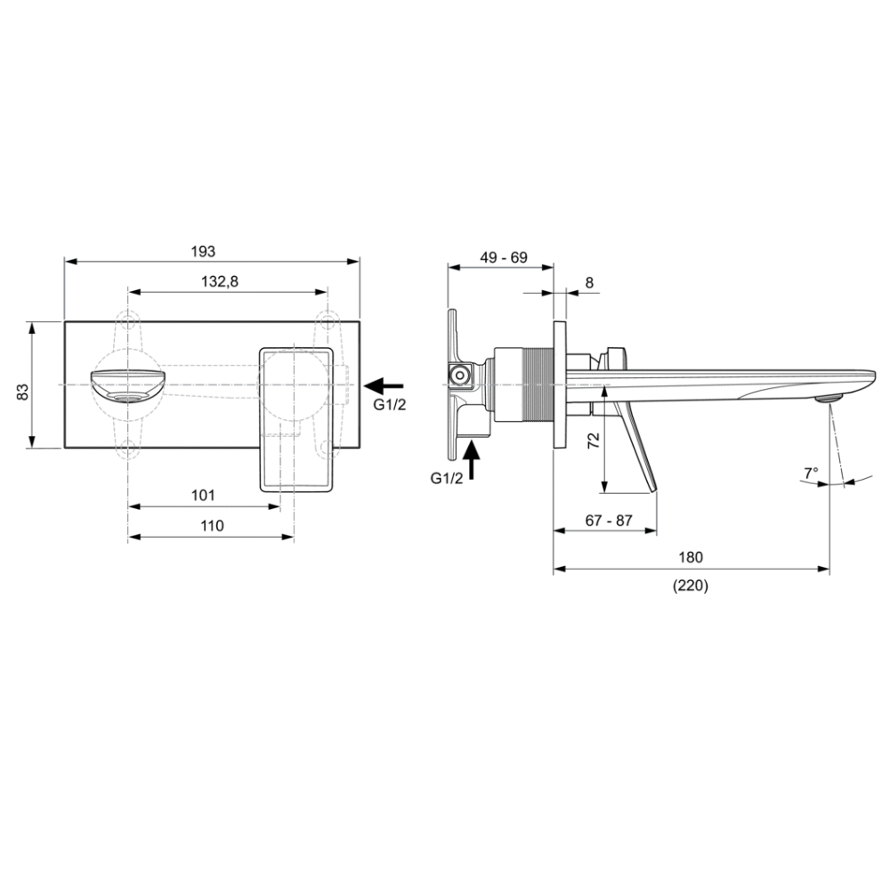 Ideal Standard Mitigeur Lavabo Encastré Conca Chrome