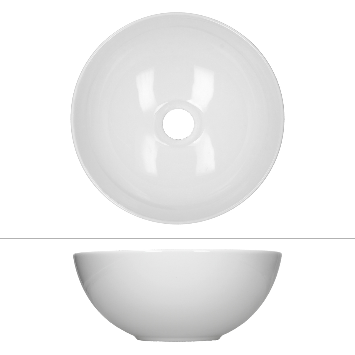 Vasque En Céramique Blanc Avec Bonde De Vidage Pour Salle De Bain Ø 320x135 Mm