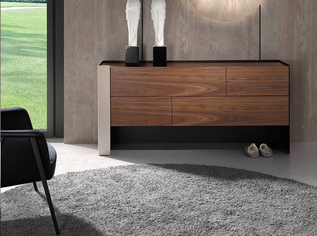 Commode En Bois De Noyer Et Cuir Recyclé à Prix Carrefour