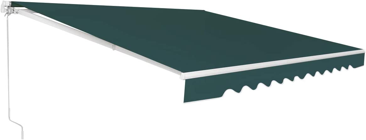 Store Banne De Balcon Rétractable Costway 3,6 X 3 M  Angle Réglable 5-35° Vert