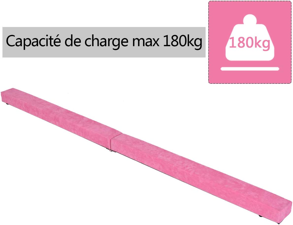 Costway Poutre Gymnastique Pliable, Poutre D'équilibre En Mousse Avec Daim Faux Cuir Pour Enfant Adulte 2,1m