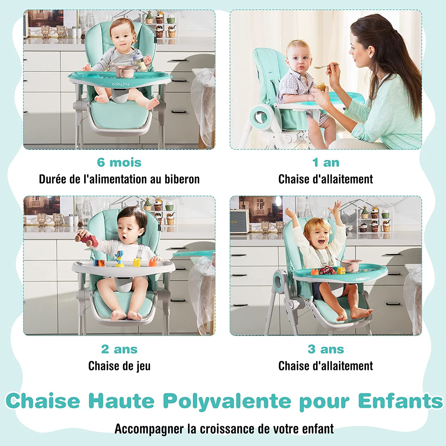 Plastimyr Chaise Haute LIGHT Pour Bébé – Chaise Évolutive Amovible, Légère Et Sécurisée Pour Repas En Famille
