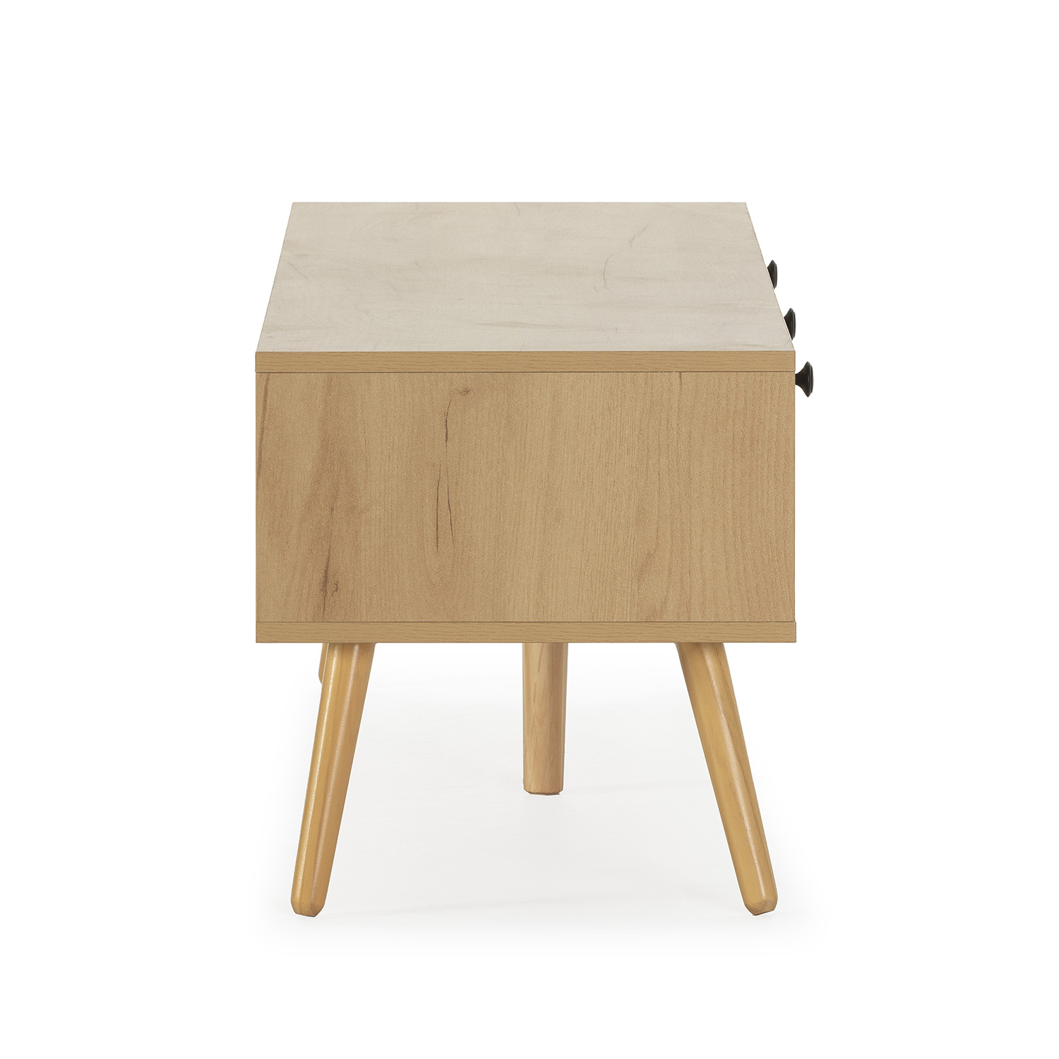 Meuble Tv Bella 3 Portes Couleur Chêne Avec Rotin Naturel