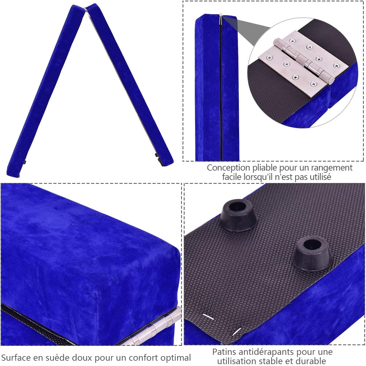 Costway Poutre Gymnastique Pliable, Poutre D'équilibre En Mousse Avec Daim Faux Cuir Pour Enfant Adulte 2,1m