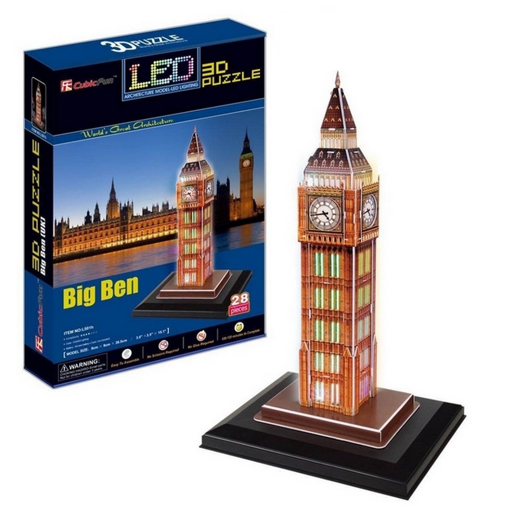Puzzle 3D Big Ben Avec LED - 32 Pièces – Maquette à Construire – Pour Adultes Et Enfants Dès 8 Ans – Déco Lumineuse