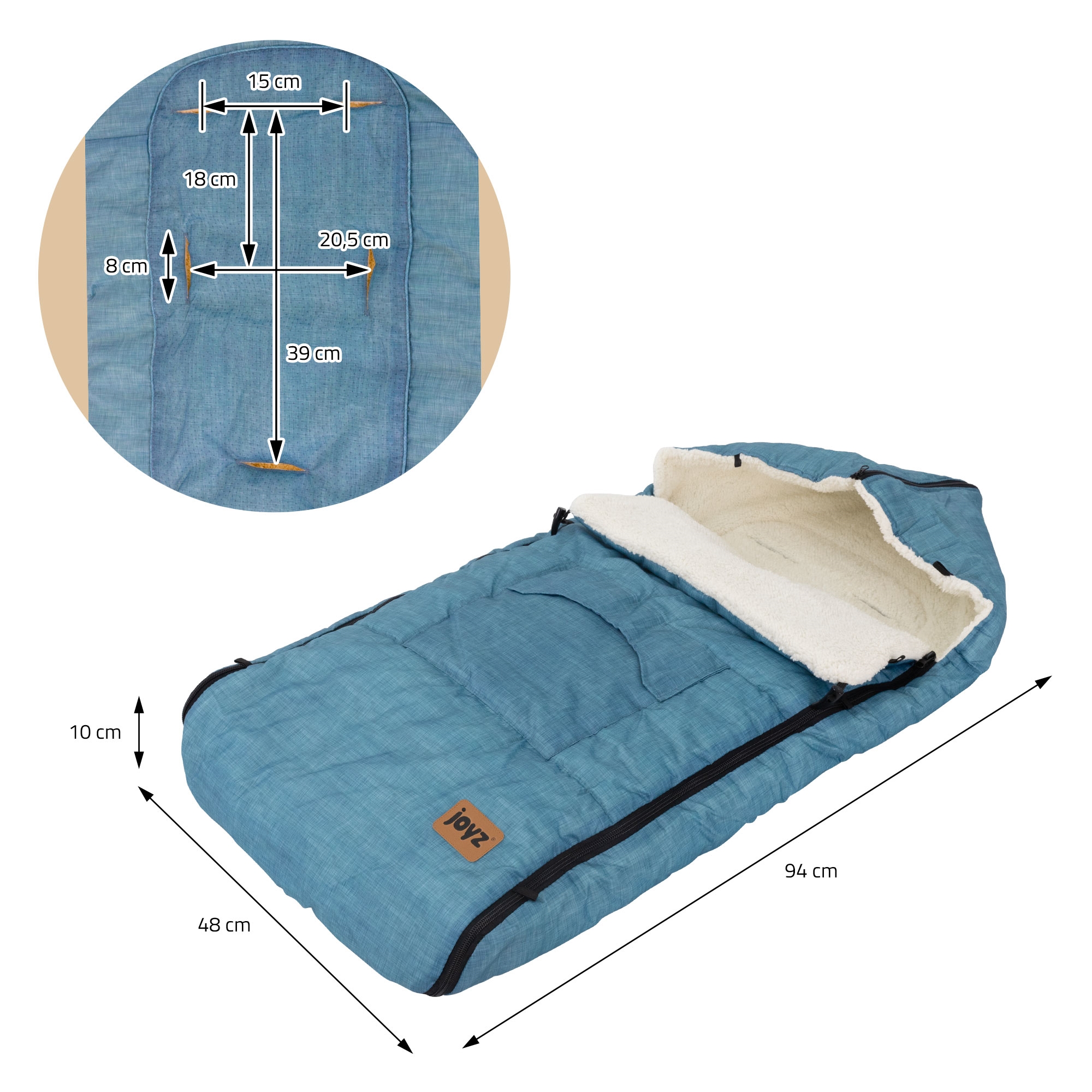 Chancelière Pour Bébé , Polyester, 94 X 48 X 10 Cm, Bleu Jean Joyz ECD GERMANY