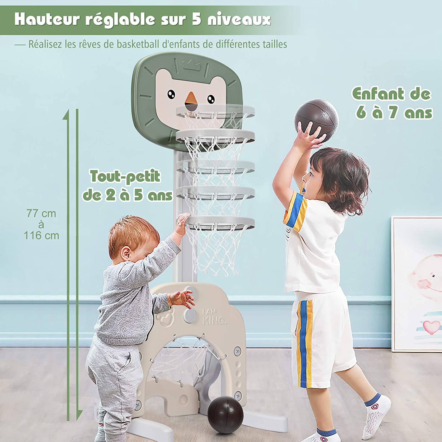 Costway Ensemble De Basket 3-en-1, Hauteur Ajustables De 110cm À 149cm