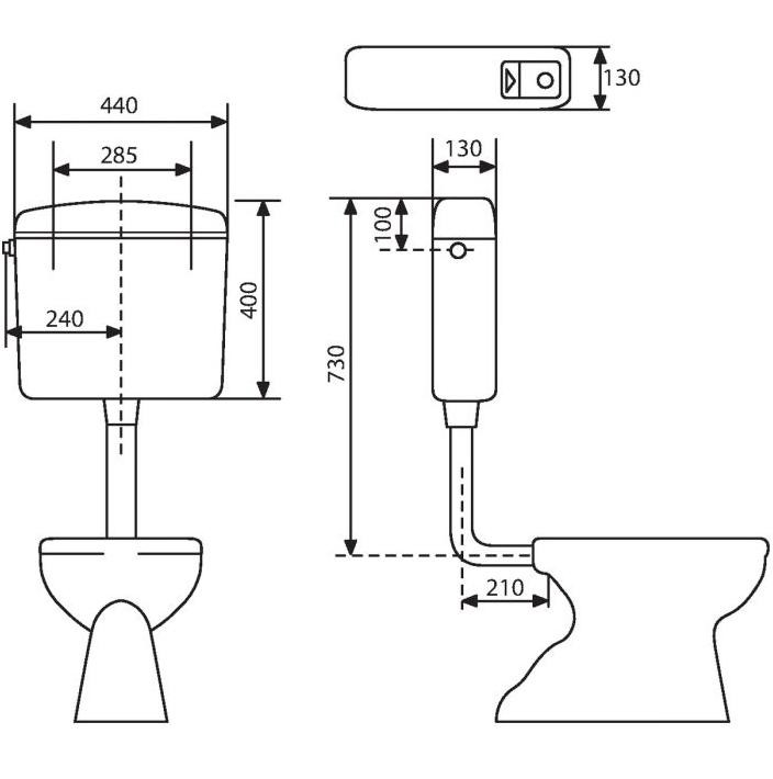 Réservoir Semi-bas Extra Plat, Double Débit Bi-flo 251 251 Regiplast