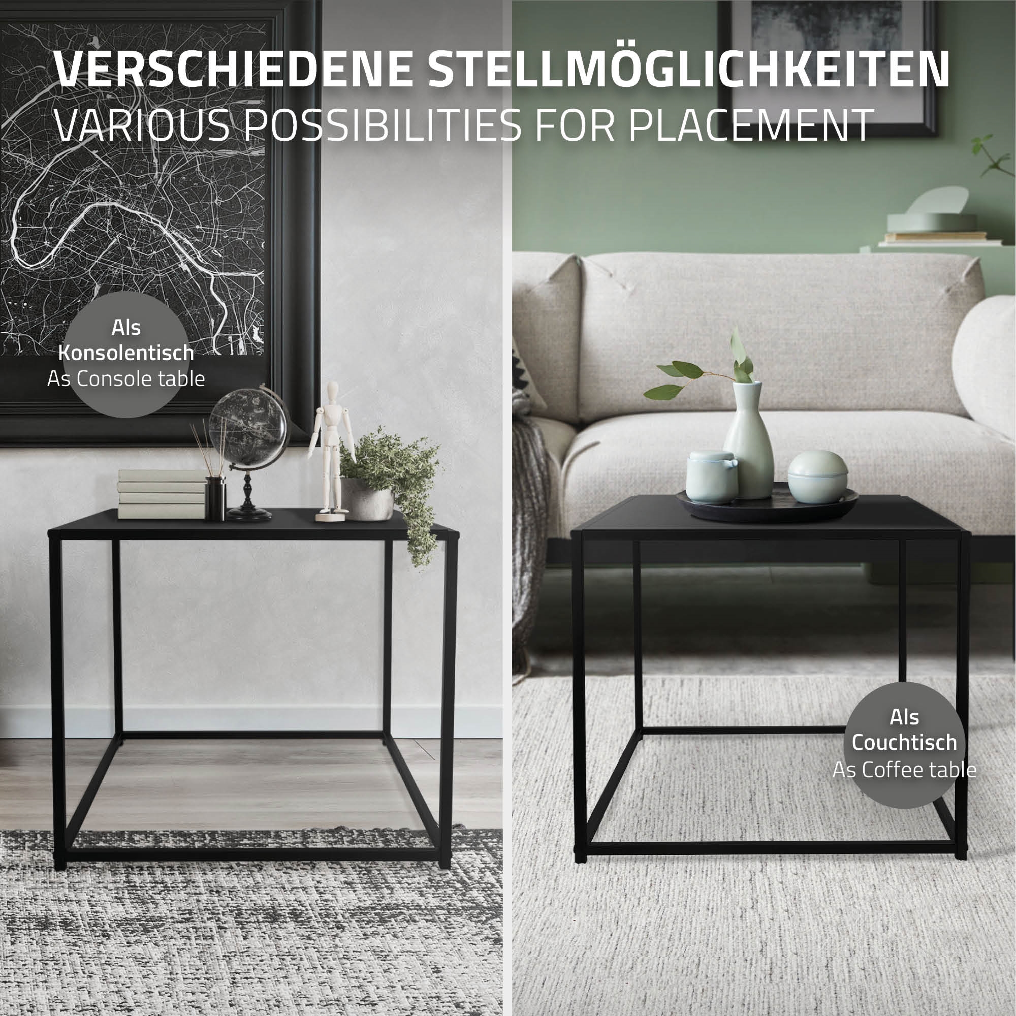 Table Console Noir Mat Table D'appoint En Métal De Couloir/salon