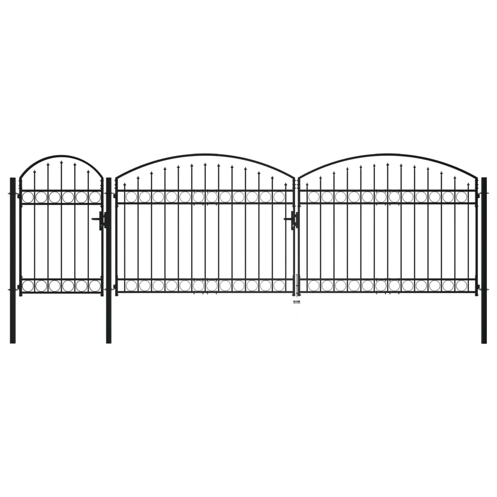 Portail De Clôture De Jardin Avec Dessus Arqué Acier 2x5 M Noir