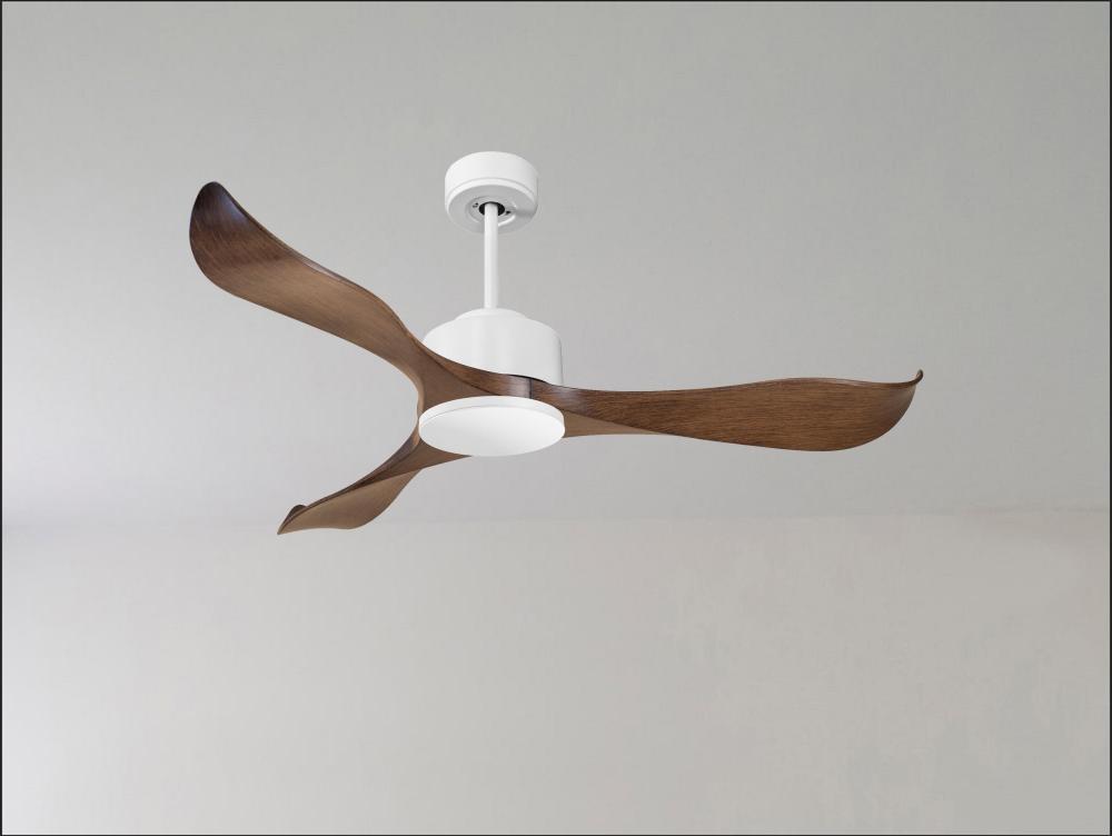 Ventilateur De Plafond Dc Blanc Avec Pales Brunes Pour 35m2