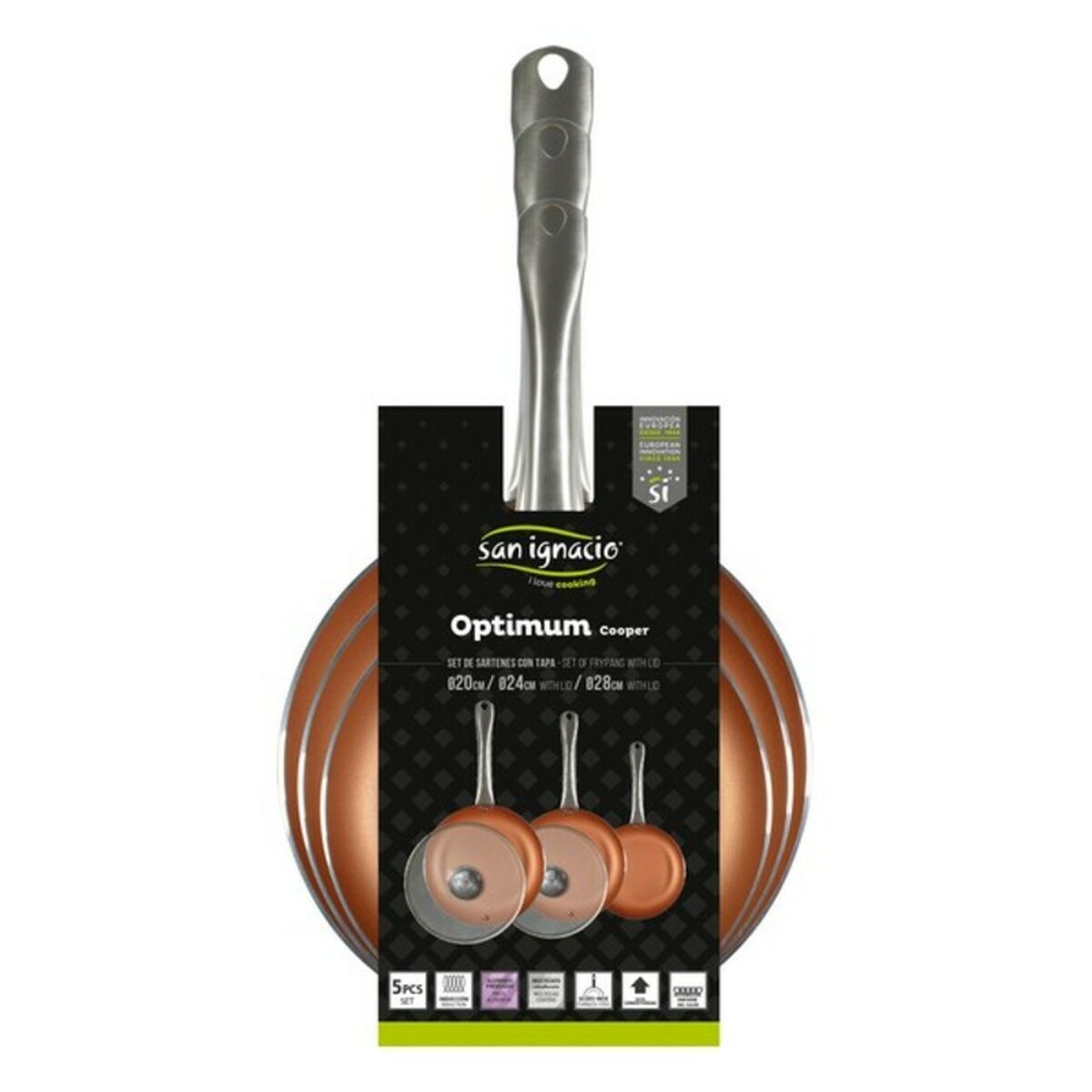 Ensemble De Poêle San Ignacio Optimum Copper Cuivre Acier Inoxydable Aluminium Aluminium Forgé (5 Pcs)