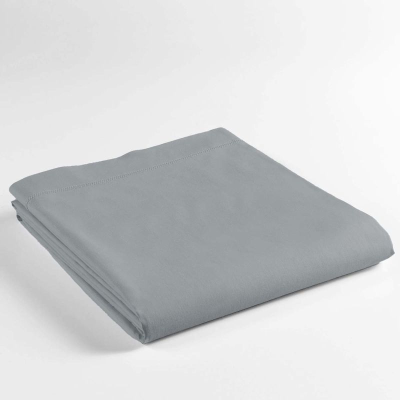Paris Prix - Drap Plat "lina" 240x300cm Gris Galet