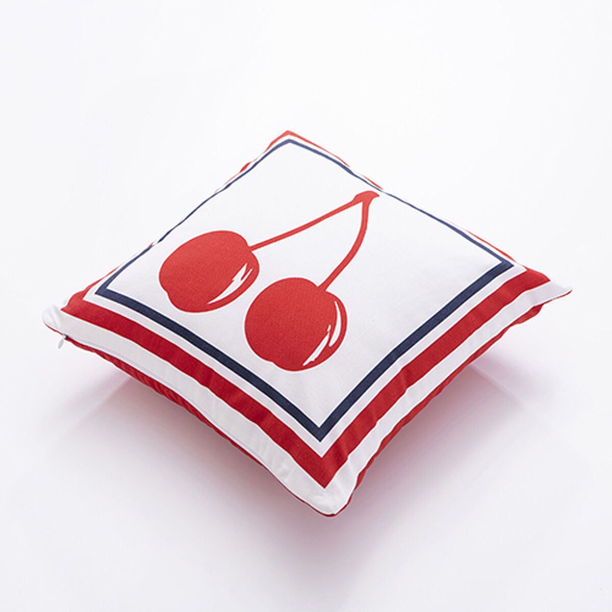 Coussin Benetton Blanc Rouge Cerises 40 X 40 Cm Carré
