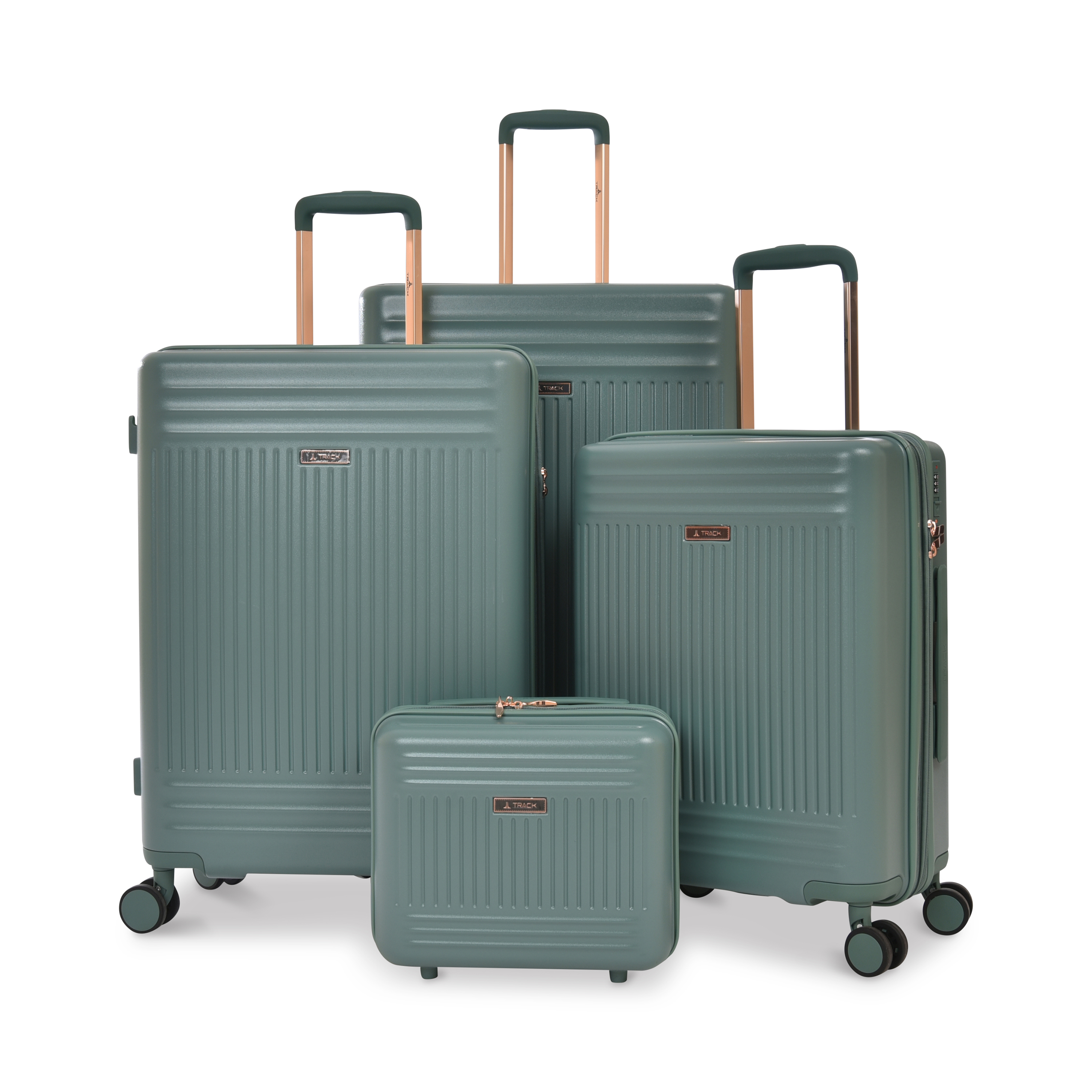 Track Luggage Set (14"/20"/24"/28"),4 Pieces,Green