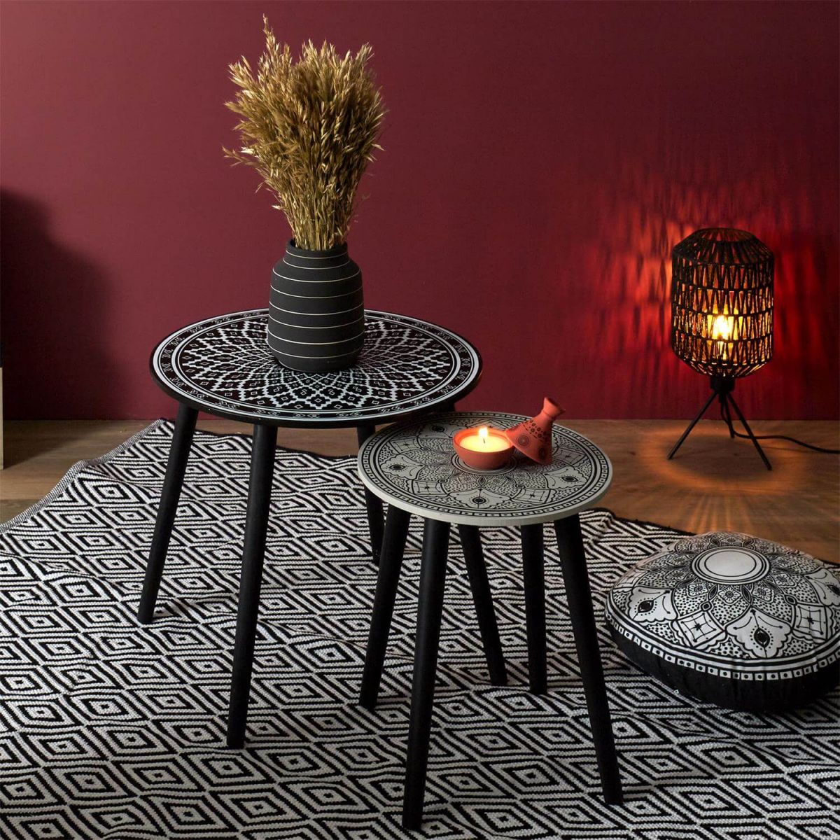 Rosace - Lot De 2 Tables Gigognes Motif Mandala à Prix Carrefour