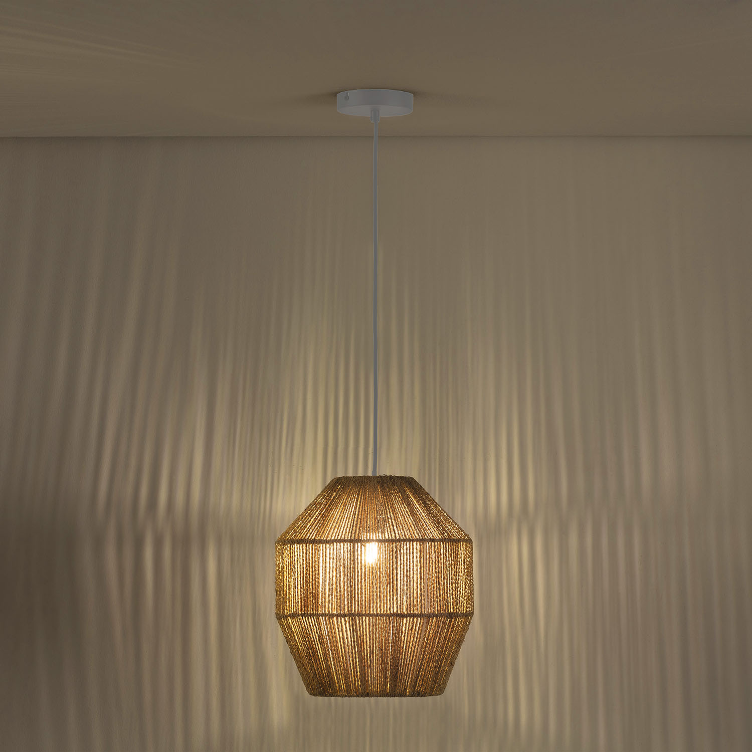 Suspension Ishi En Corde Tressée, Diamètre 30 Cm