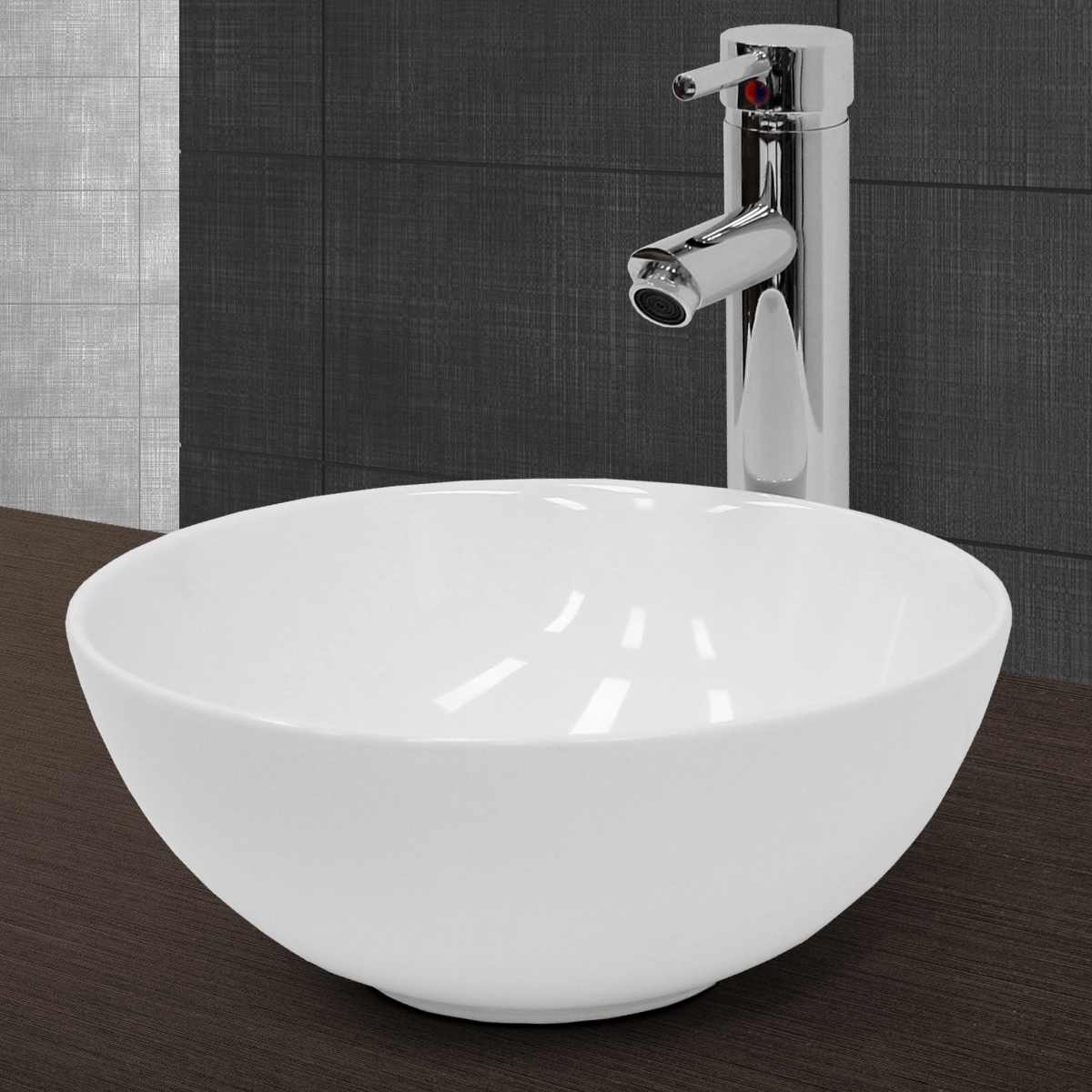 Vasque En Céramique Blanc Avec Bonde De Vidage Pour Salle De Bain Ø 320x135 Mm