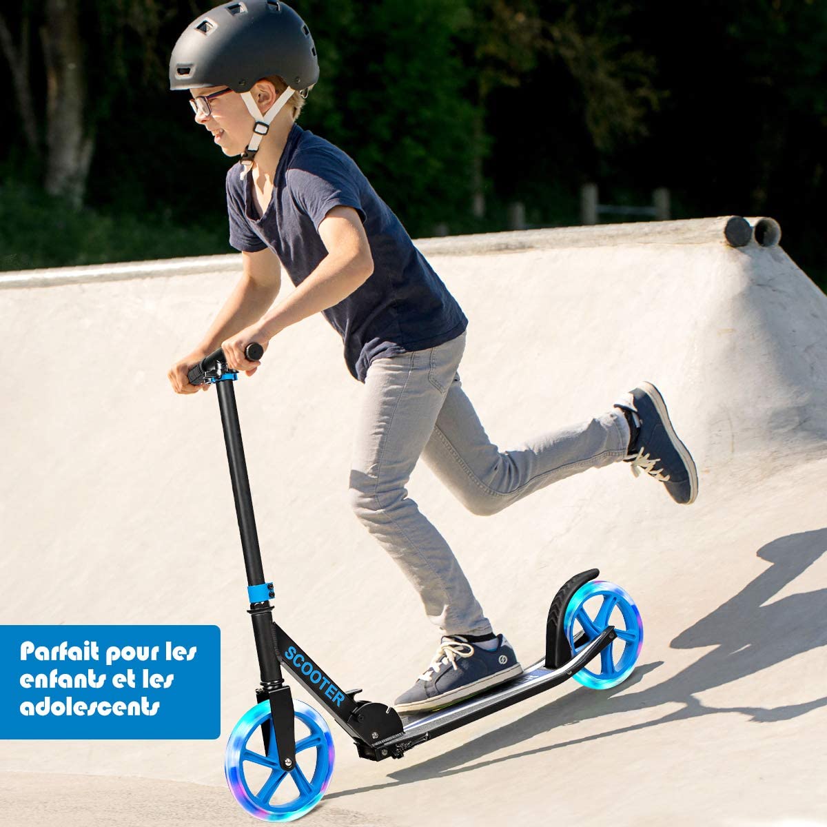 Costway Trottinette De Sport Avec Plateau En Aluminium, Poignée Ajustable