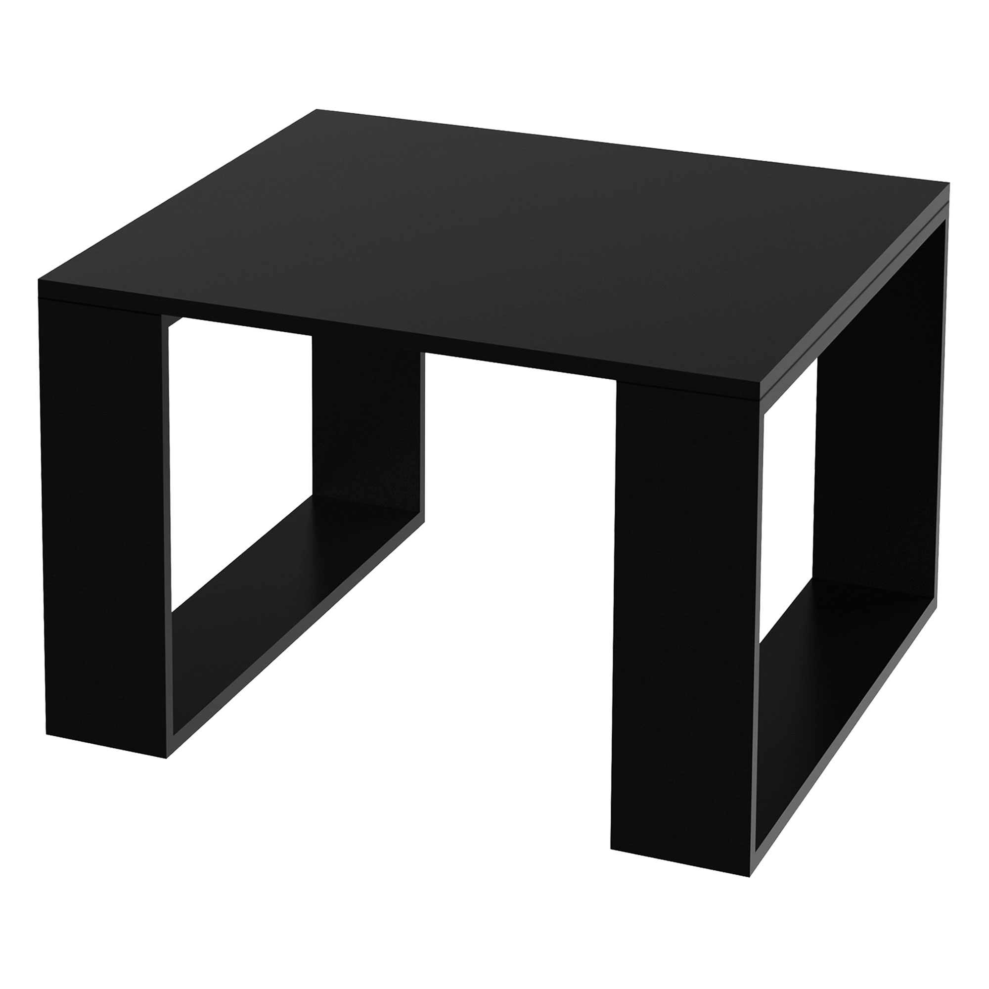 Table Basse De Salon Moderne Table D'appoint Mdf Noir/pieds Métal Noir ...