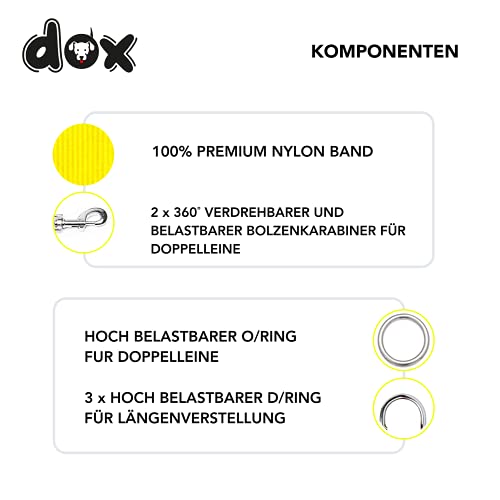 Ddoxx Laisse Chien En Nylon, Réglable Dans 3 Longueurs- Laisse Pour Chiens Grands Et Petits - Laisse Double Pour 2 Chien