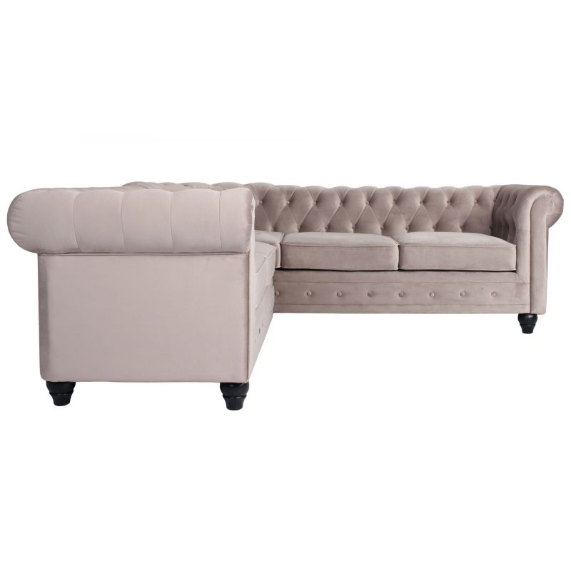 Paris Prix - Canapé D'angle Gauche Capitonné "gust" 220cm Taupe