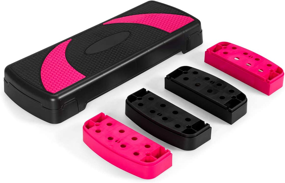 Costway Aérobic Step Fitness Réglable En Hauteur 3 Niveaux 10/15/20cm Avec Surface Antidérapant Capacité