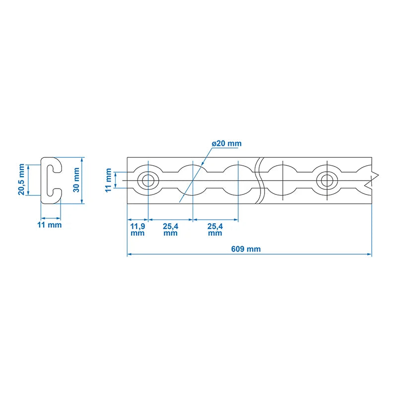 Rail D'arrimage Aluminium 100cm