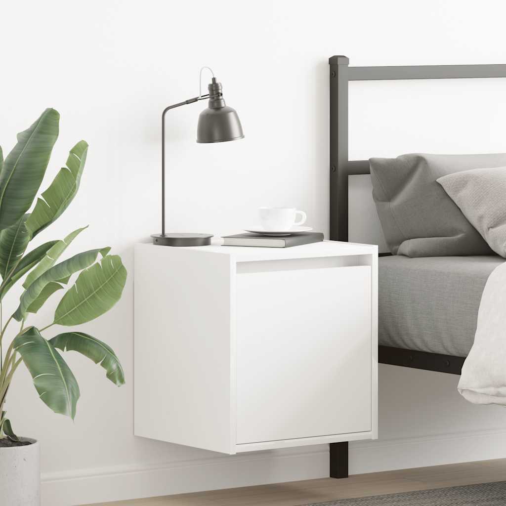 Table De Chevet | Table De Nuit | Table D'appoint Murale Blanc 38x34x40 Cm