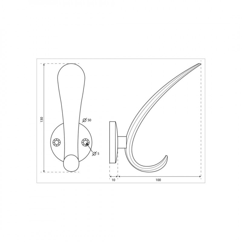Patère Courbe Sur Rosace De Fixation - Finition Bronze