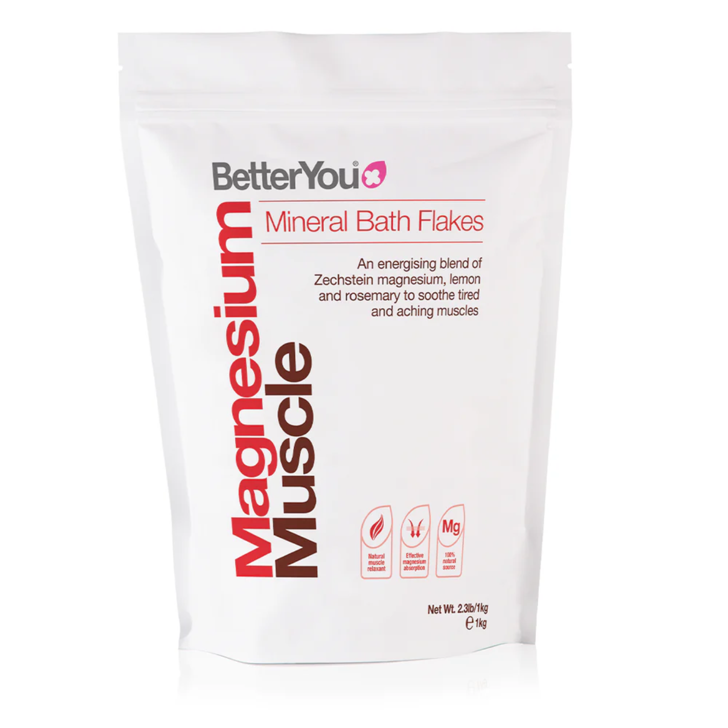 BetterYou Magnéziové vločky do kúpeľa pre zotavenie svalov, 1 kg