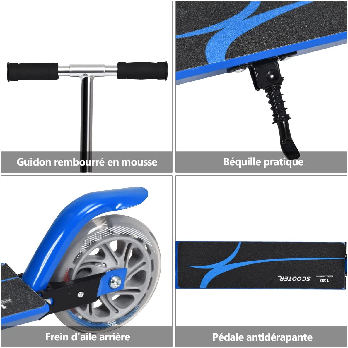 Costway Trottinette Enfant 2 Roues Patinette Enfant Pliable Scooter Enfant Kick Avec Led Lumière Hauteur Réglable