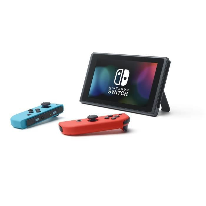 Console Nintendo Switch Avec Un Joy-con Rouge Néon Et Un Joy-con Bleu Néon