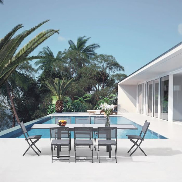 Table De Jardin Extensible 4 A 10 Personnes - 135-270 X 90 X H.75 Cm - Aluminium Et P