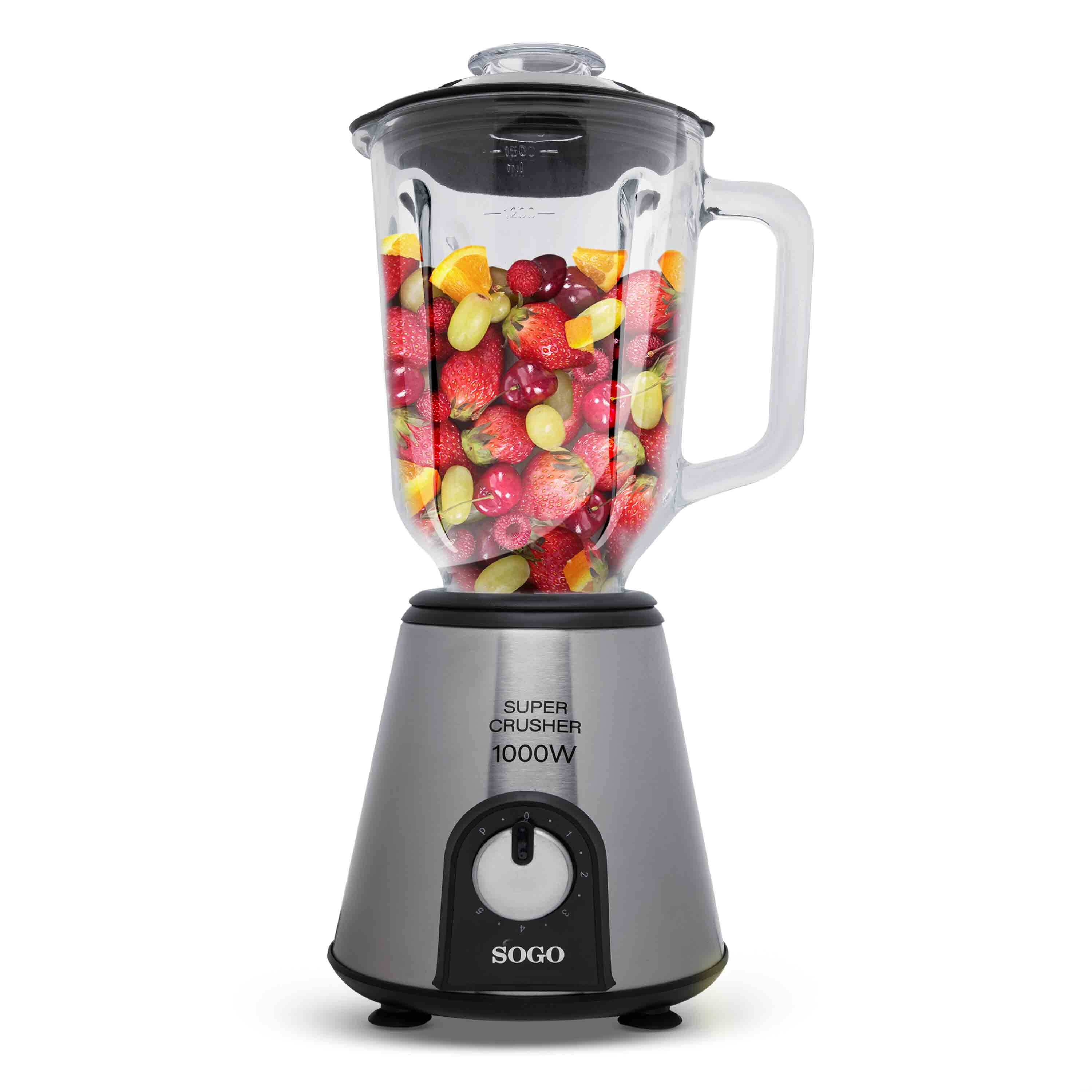 Image of SOGO Frullatore in Vetro 1,5L 1000W con 5 Velocità e Funzione Tritaghiaccio - Acciaio Inox
