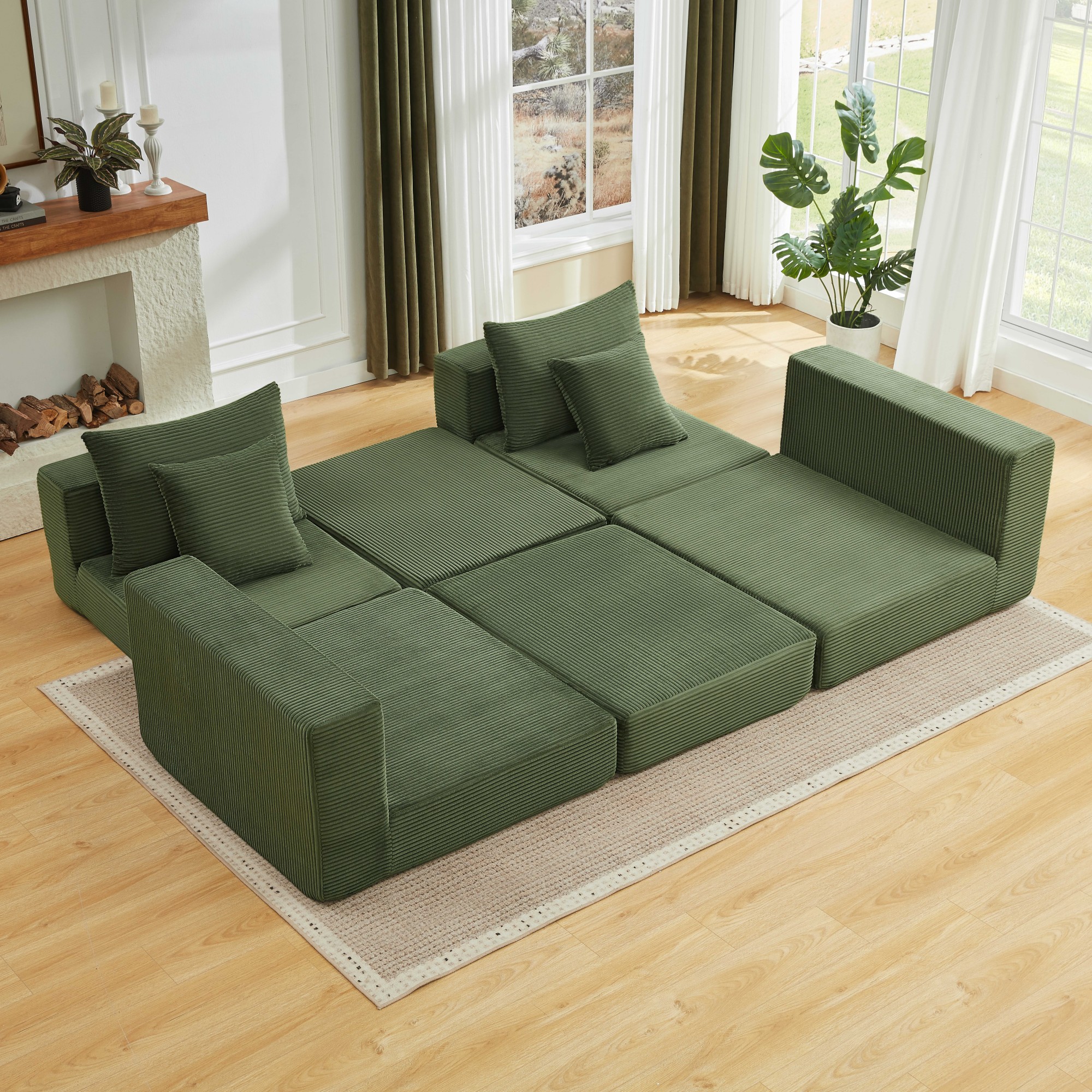 Canapé d'angle convertible vert - vue principale