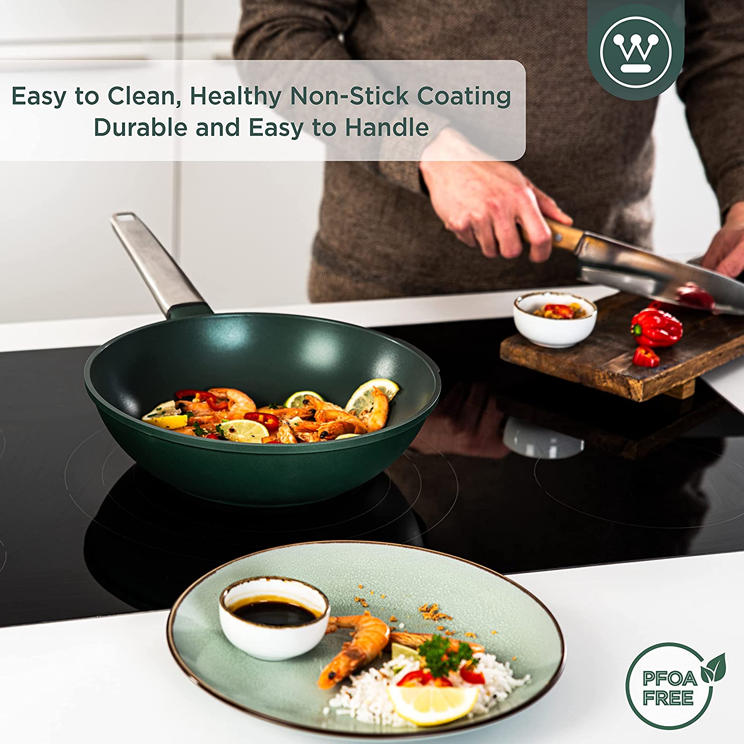 Westinghouse - Série Performance - Poêle Wok 28 Cm - Induction - Vert
