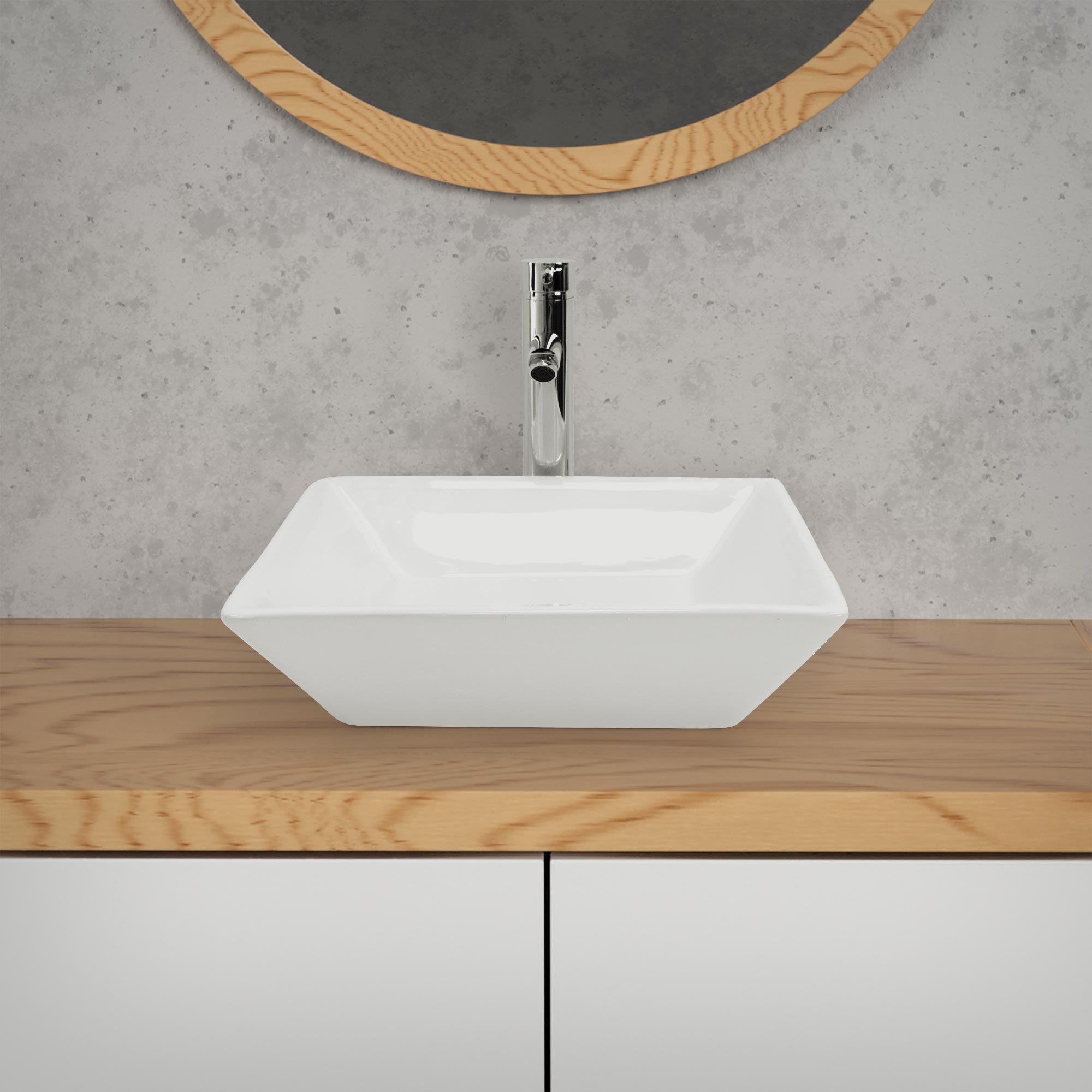 Vasque À Poser En Céramique Lavabo Avec Garniture De Vidage Blanc 410x410x120 Mm